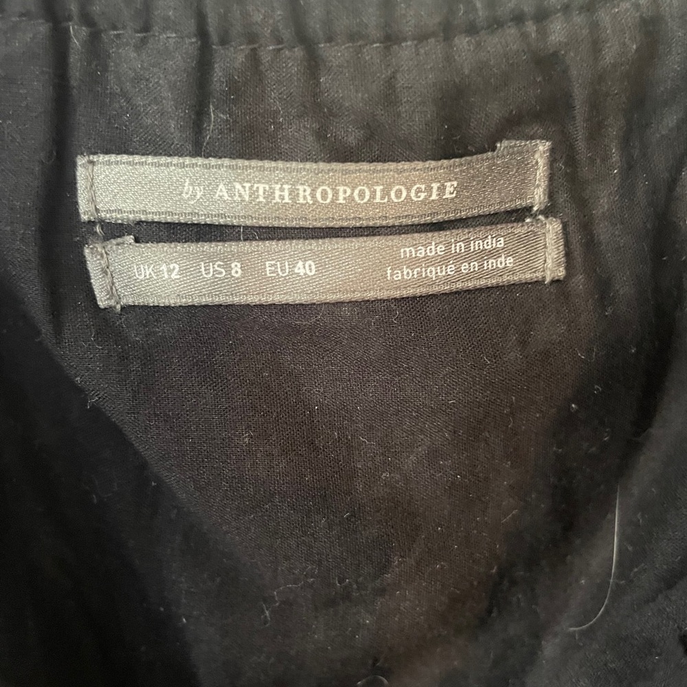 Anthropologie Black and White Marisol Off The Shoulder Embroidered Belted Dress - Picture 8 of 9